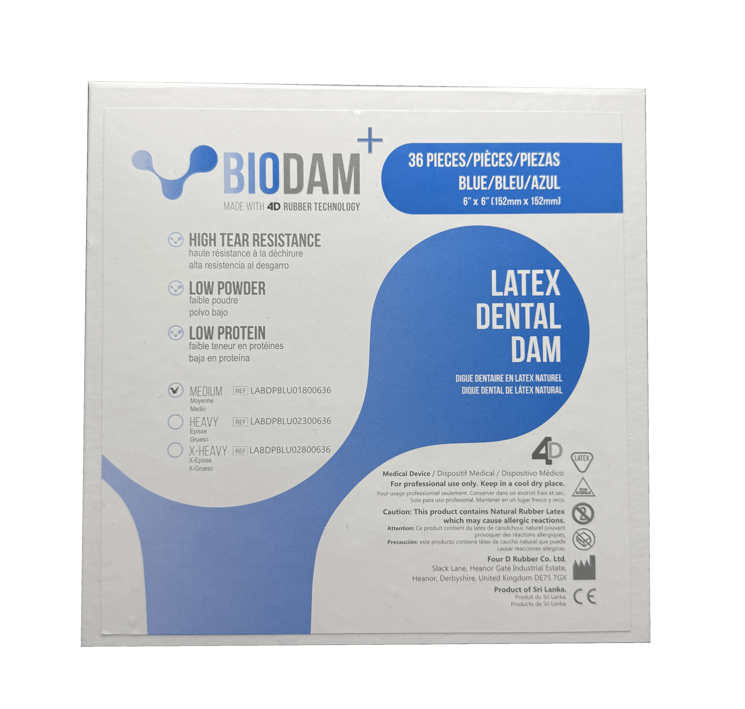 BIODAM+ KOFERDAM LATEKSOWY PREMIUM (4DRUBBER) Opakowanie 36szt. - obrazek 2